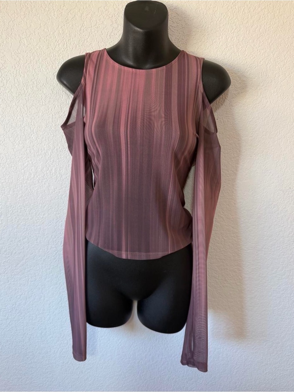 Edgy Forever 21 Abstract Mesh Cold-Shoulder Top